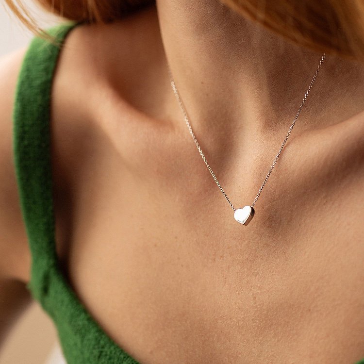 Кольє "Сердечко" у білому золоті кол02532 від ювелірного магазину Онікс - 3