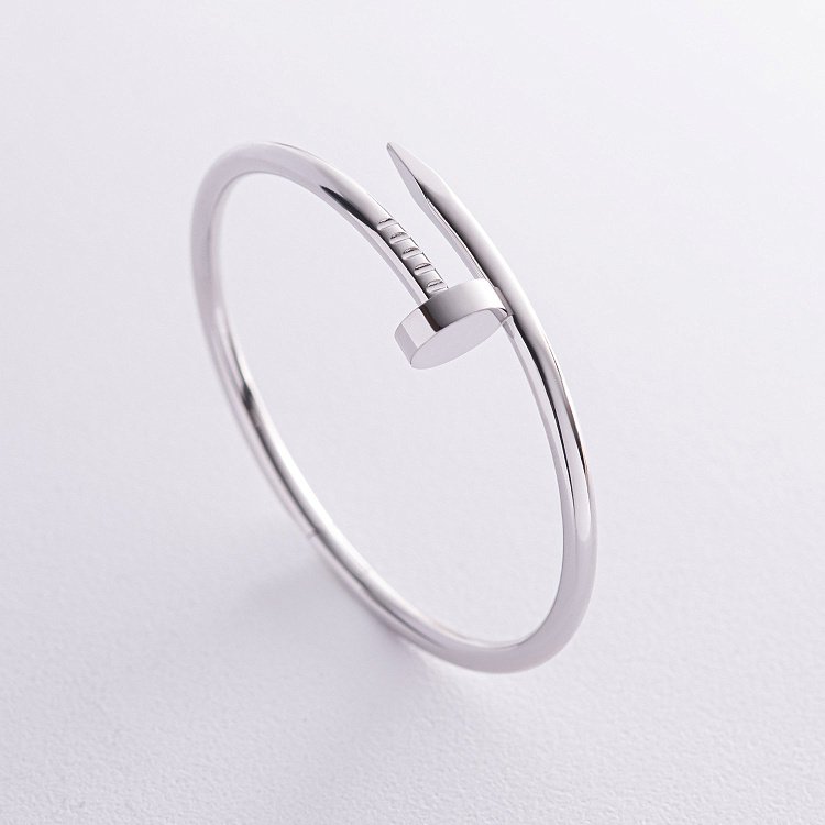 Жесткий браслет "Гвоздь" в белом золоте б05466 от ювелирного магазина Оникс