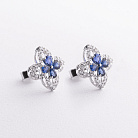 Сережки - пусети "Конюшина" в білому золоті (діаманти, сапфіри) сб0701sm от ювелирного магазина Оникс - 1