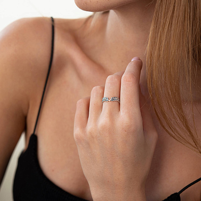 Серебряное кольцо "Веточки" (чернение) 112203 №5