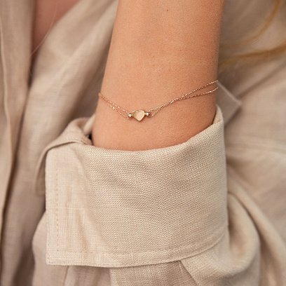 Двойной золотой браслет "Сердечко" б05103 №2