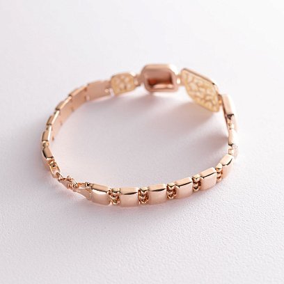 Золотий браслет з білою емаллю б04378 №3