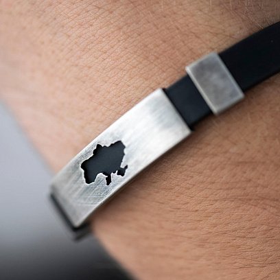 Каучуковый браслет "Карта Украины" с серебряными вставками 1081 №9