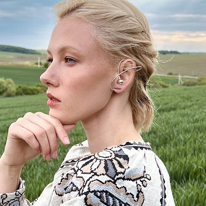 Серебряная серьга - каффа "Космос" 123235 №5