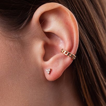 Сережка - каффа "Ланцюжок" в жовтому золоті с07921 №6