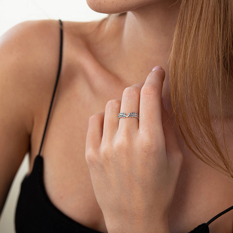 Серебряное кольцо "Веточки" (чернение) 112203 от ювелирного магазина Оникс - 4