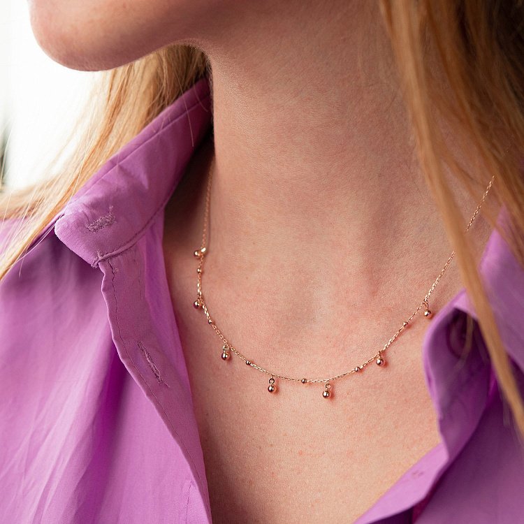 Колье "Шарики" в красном золоте кол01951 от ювелирного магазина Оникс