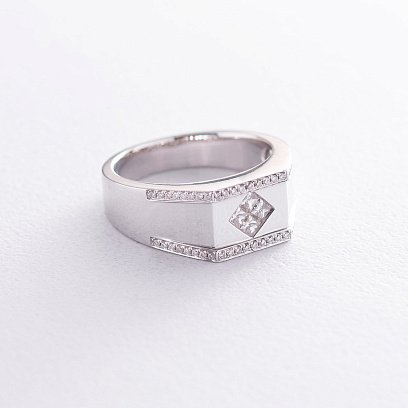 Золота чоловіча печатка з діамантами к987 №3