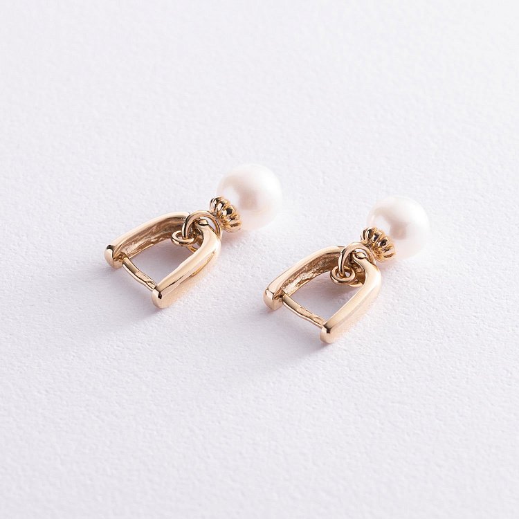 Золотые серьги с жемчугом с06940 от ювелирного магазина Оникс - 4