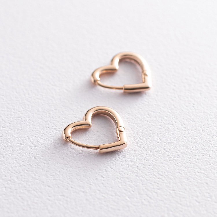 Сережки "Сердечки" в червоному золоті с07072 від ювелірного магазину Онікс - 3