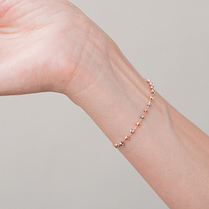 Браслет "Шарики" (красное, белое золото) б05647 №4