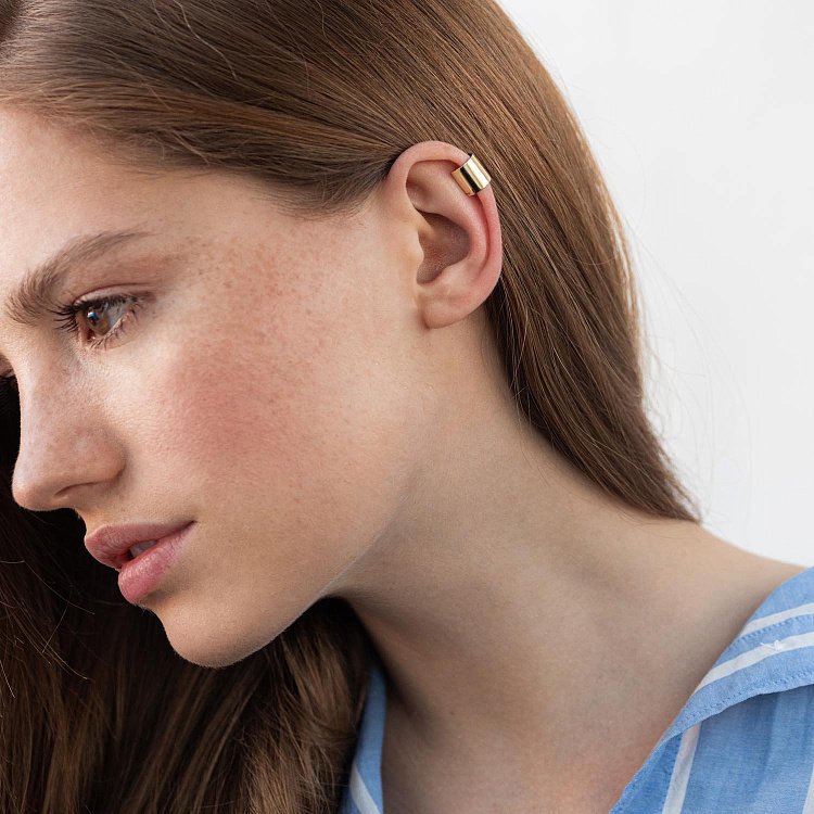 Серьга-каффа в желтом золоте с06951 от ювелирного магазина Оникс - 13