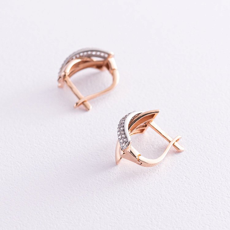 Серьги в красном золоте с фианитами с04522 от ювелирного магазина Оникс - 2