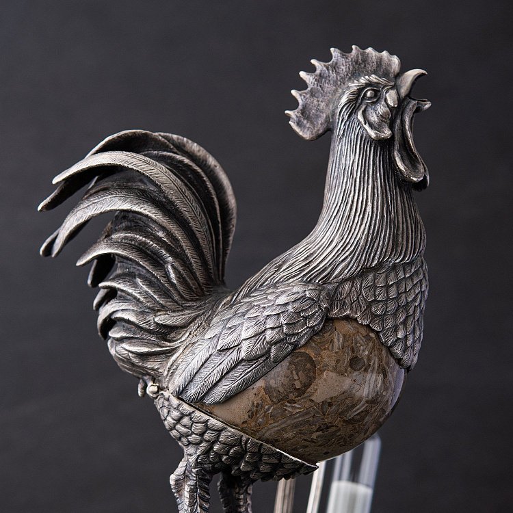 Серебряная фигура "Песочные часы. Петух" ручной работы 23147 от ювелирного магазина Оникс - 1