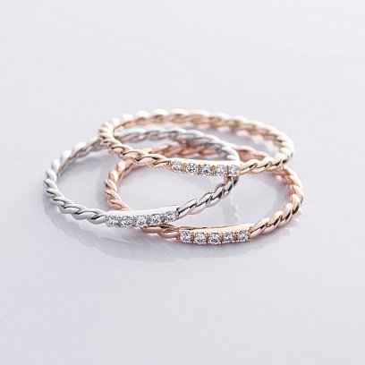 Кольцо "Мелоди" с фианитами (белое золото) к07548 №9