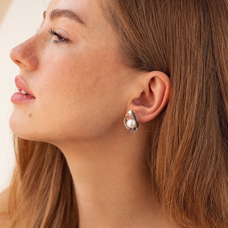 Сережки (культ. прісн. перли) 12989 від ювелірного магазину Онікс - 1