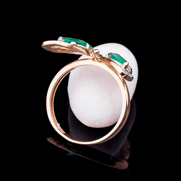 Золота каблучка "Метелик" з фіанітами к03280 від ювелірного магазину Онікс - 1