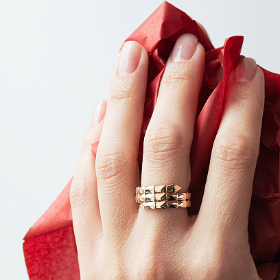 Кольцо "Змея" в красном золоте к08408 №3