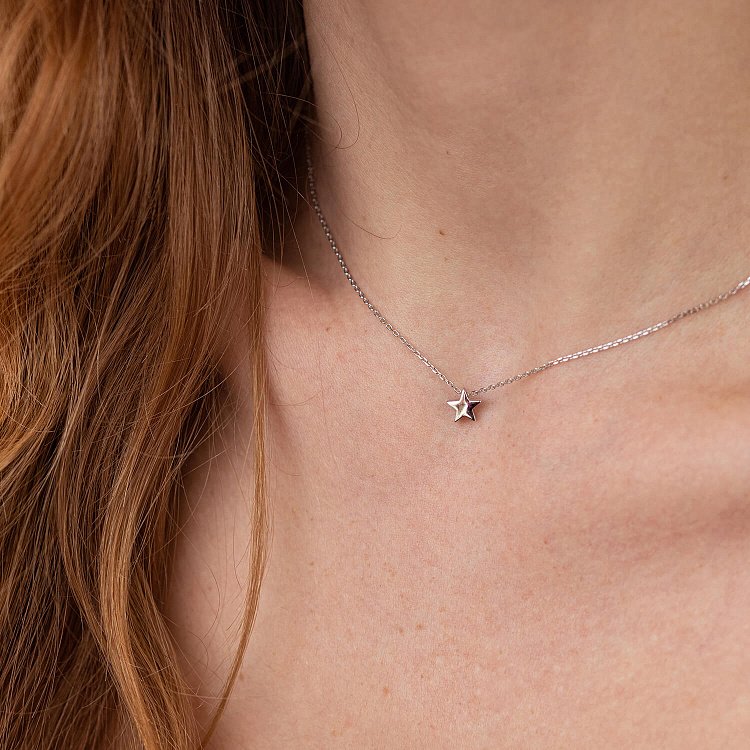 Серебряное колье "Звездочка" 908-01086 от ювелирного магазина Оникс - 9