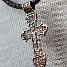 Золотой крестик "Распятие. Спаси и Сохрани" (чернение) п03218 от ювелирного магазина Оникс - 3