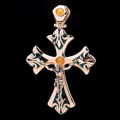 Золотой православный крестик п00634