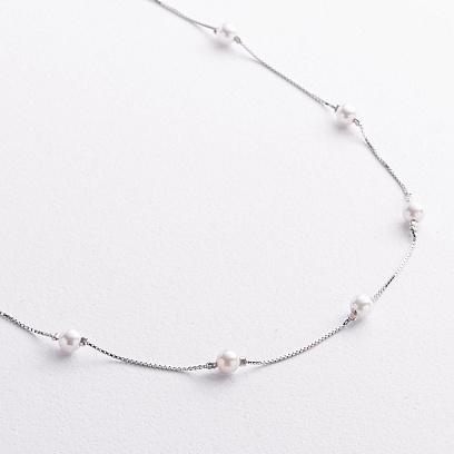 Срібне кольє з перлами 181377