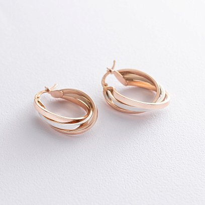 Сережки "Сплетіння" (червоне і біле золото) с06342 №3