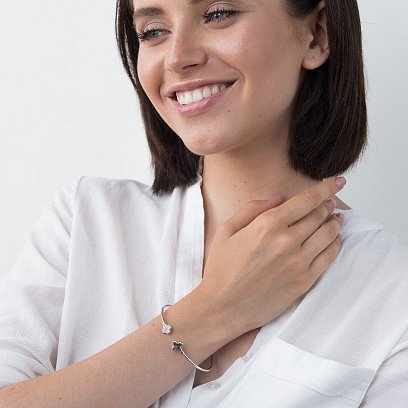 Золотой браслет "Клевер" (фианит) б04133 №6