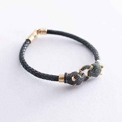 Каучуковый браслет в золоте "Пантеры" с фианитами б02363 №3