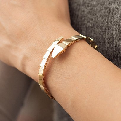 Жесткий браслет "Змея" в желтом золоте б05400 №2