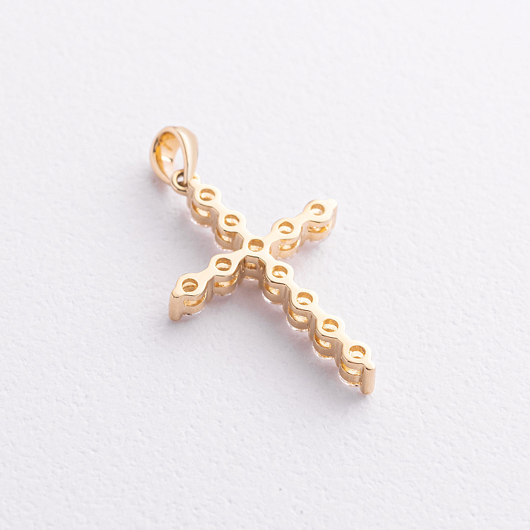 Крестик в желтом золоте с бриллиантами пб0382ri от ювелирного магазина Оникс - 1