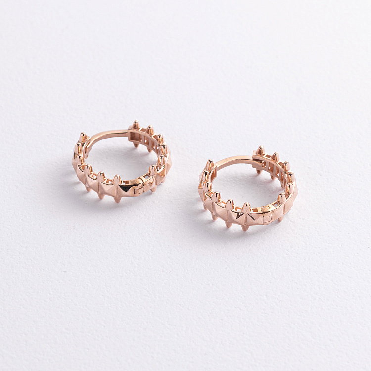 Сережки - кільця в червоному золоті с09566 від ювелірного магазину Онікс - 1