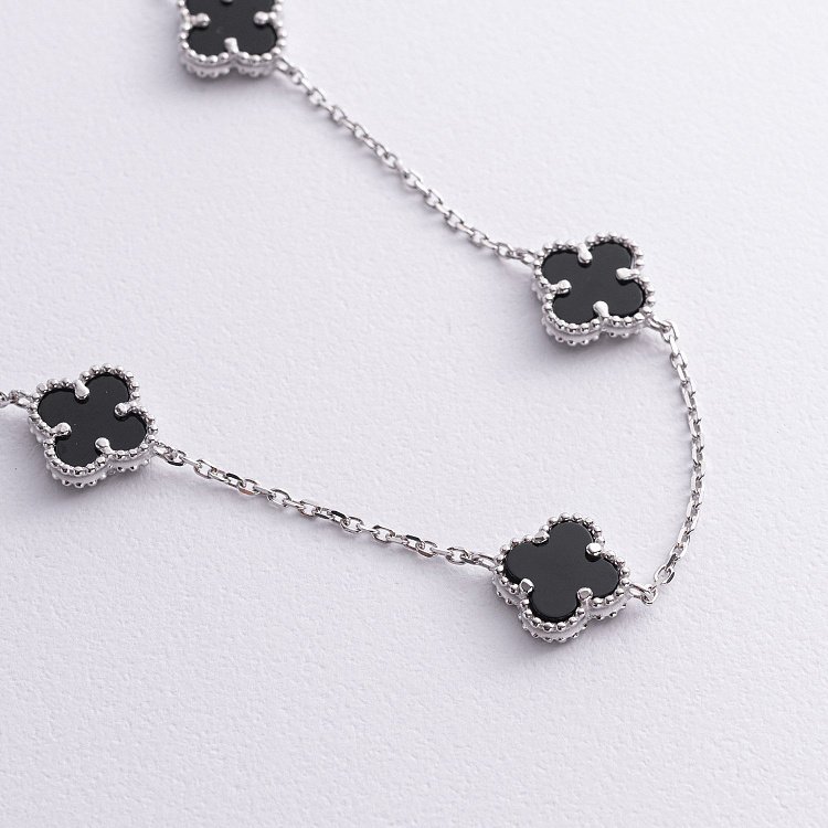 Срібне кольє "Конюшина" (онікс) 181278 від ювелірного магазину Онікс - 2