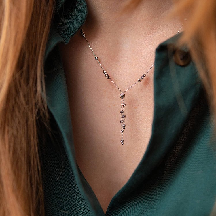 Серебряное колье "Шарики" 181204 от ювелирного магазина Оникс - 2