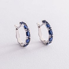 Серебряные серьги с синтетическими сапфирами 2957/9p-HSPH