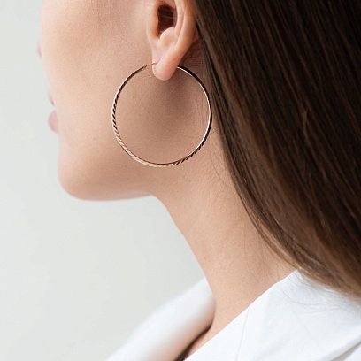 Сережки - кільця в червоному золоті (4.4 см) с01880 №2