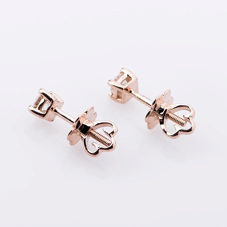 Золотые серьги-пусеты с бриллиантами е0626к от ювелирного магазина Оникс - 2