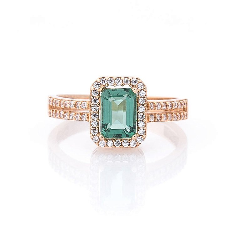 Золотое кольцо с празиолитом и фианитами к04635 от ювелирного магазина Оникс - 4