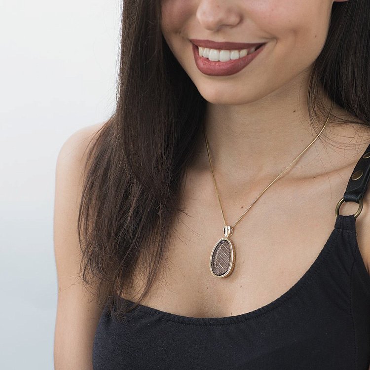 Золотая подвеска с фианитами и дымчатым кварцем п01979 от ювелирного магазина Оникс - 2