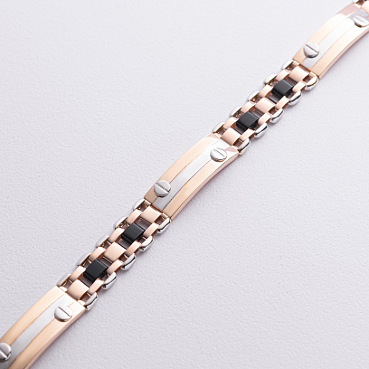 Чоловічий золотий браслет (онікс) б05053 №3