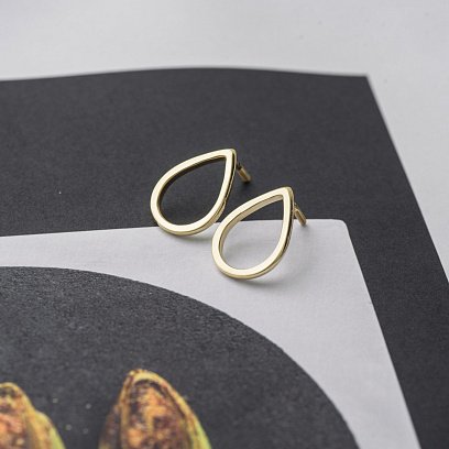 Серьги-пусеты "Большие капельки" в желтом золоте 1.7*1.2 см с06316 №3