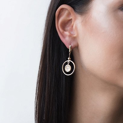 Серьги "Клевер" в желтом золоте с06370 №3