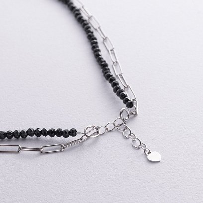 Серебряное двойное колье (хрусталь) 908-01438 №4