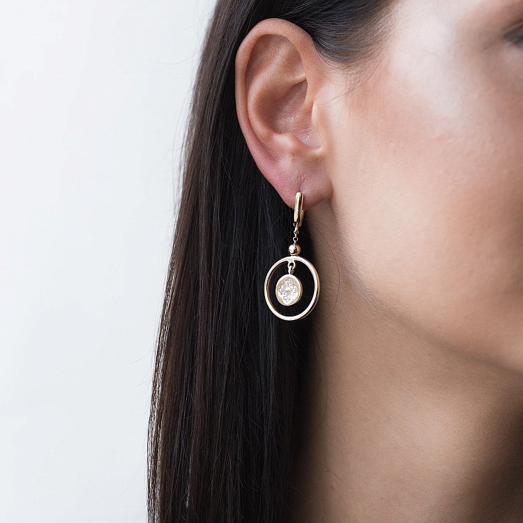 Серьги "Клевер" в желтом золоте с06370 от ювелирного магазина Оникс - 2