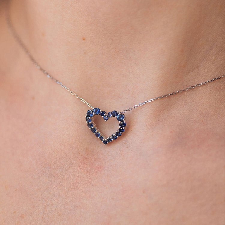 Золотий кулон "Сердечко" з сапфірами пб0297nl від ювелірного магазину Онікс - 1