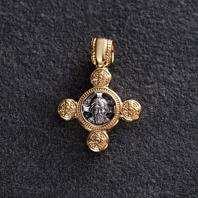 Серебряный крестик "Спас Нерукотворный. Ангел Хранитель" 132467