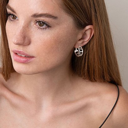 Срібні сережки "Ромби" 123057 №2