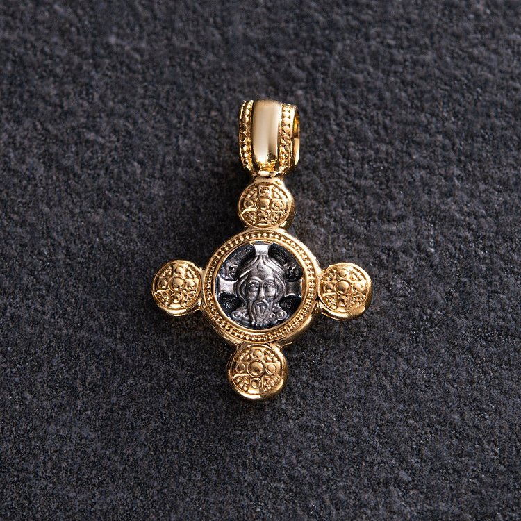 Серебряный крестик "Спас Нерукотворный. Ангел Хранитель" 132467 от ювелирного магазина Оникс