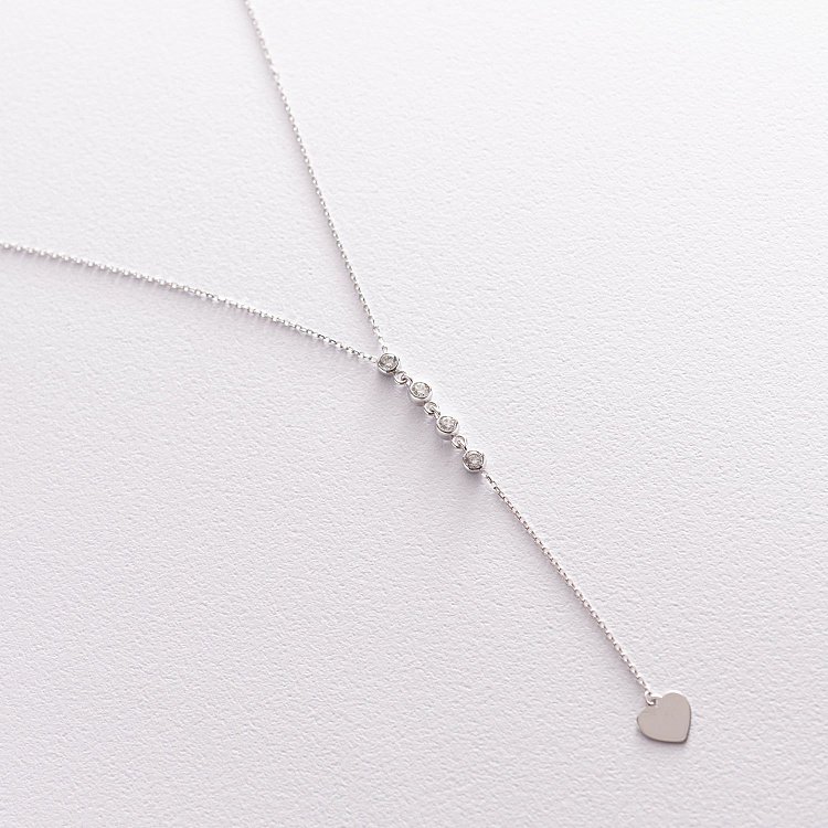 Колье из белого золота с фианитами кол01515 от ювелирного магазина Оникс - 11