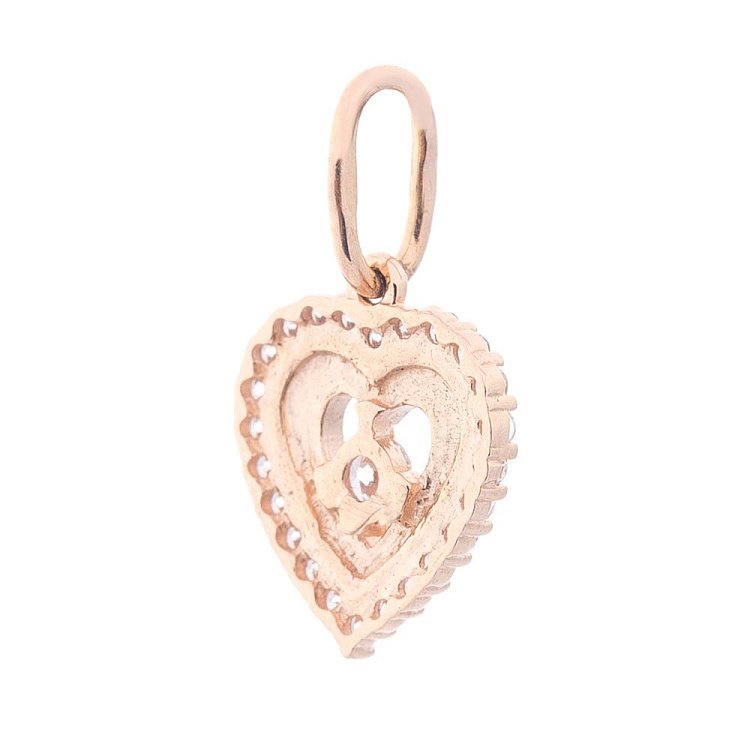 Золотий кулон "Сердечко" з фіанітами п03052 від ювелірного магазину Онікс - 1